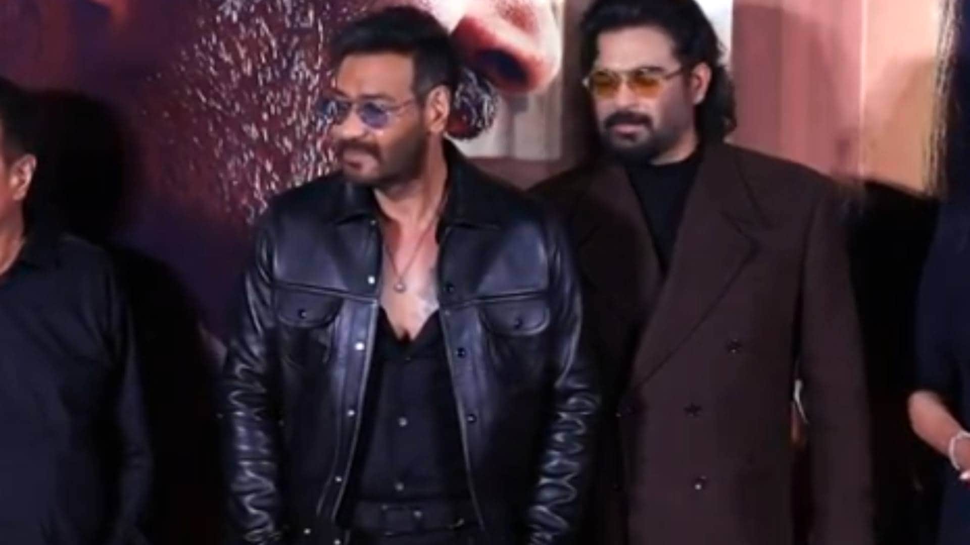 Ajay Devgn R Madhavan and Jyotika were present at the trailer launch event of their upcoming film Shaitaan