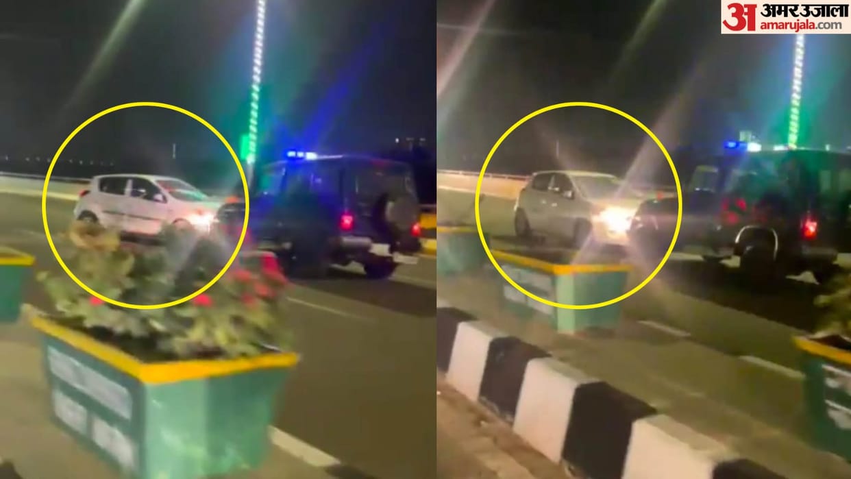 car ran for several kilometers in back gear eluded i20 driver was not caught in ghaziabad video viral