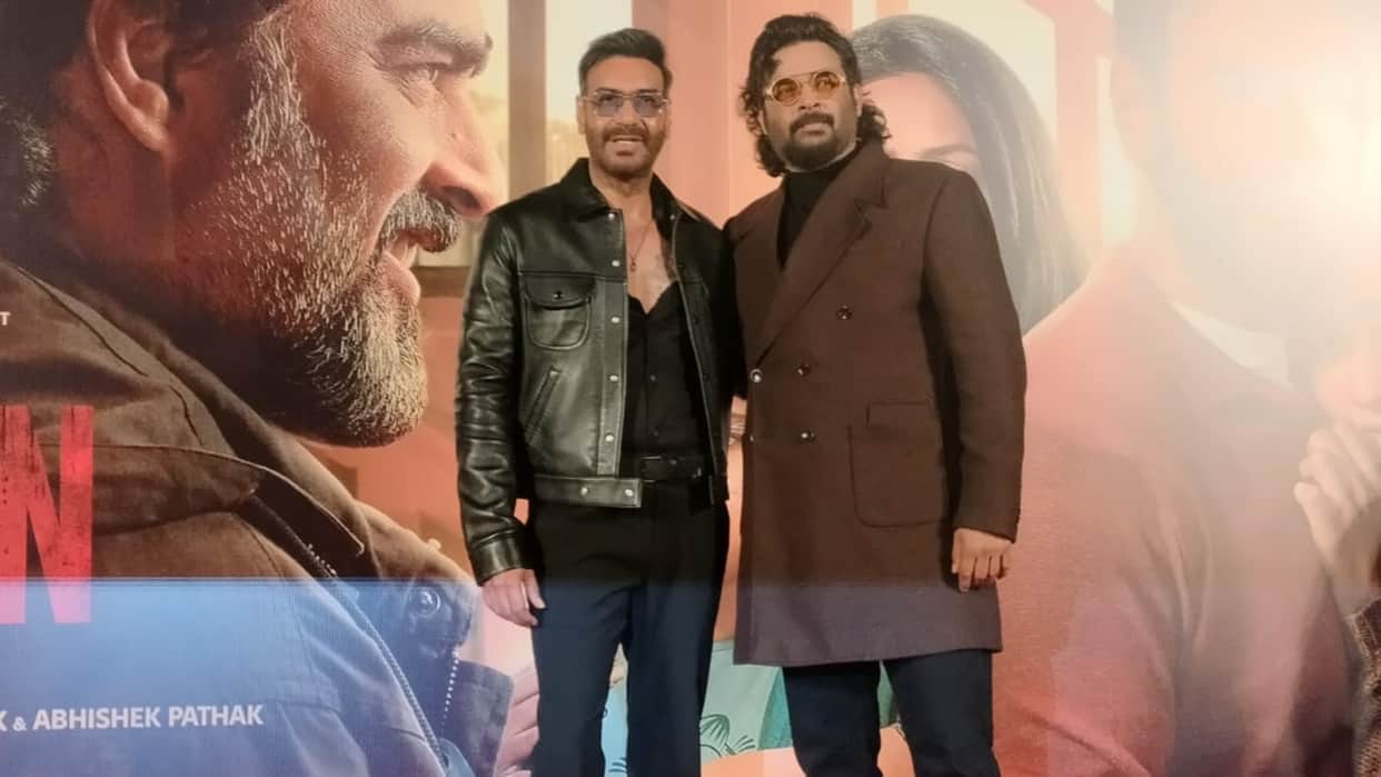 Shaitaan Trailer launch event R Madhavan Praises Ajay Devgn calls him Real Life Singham