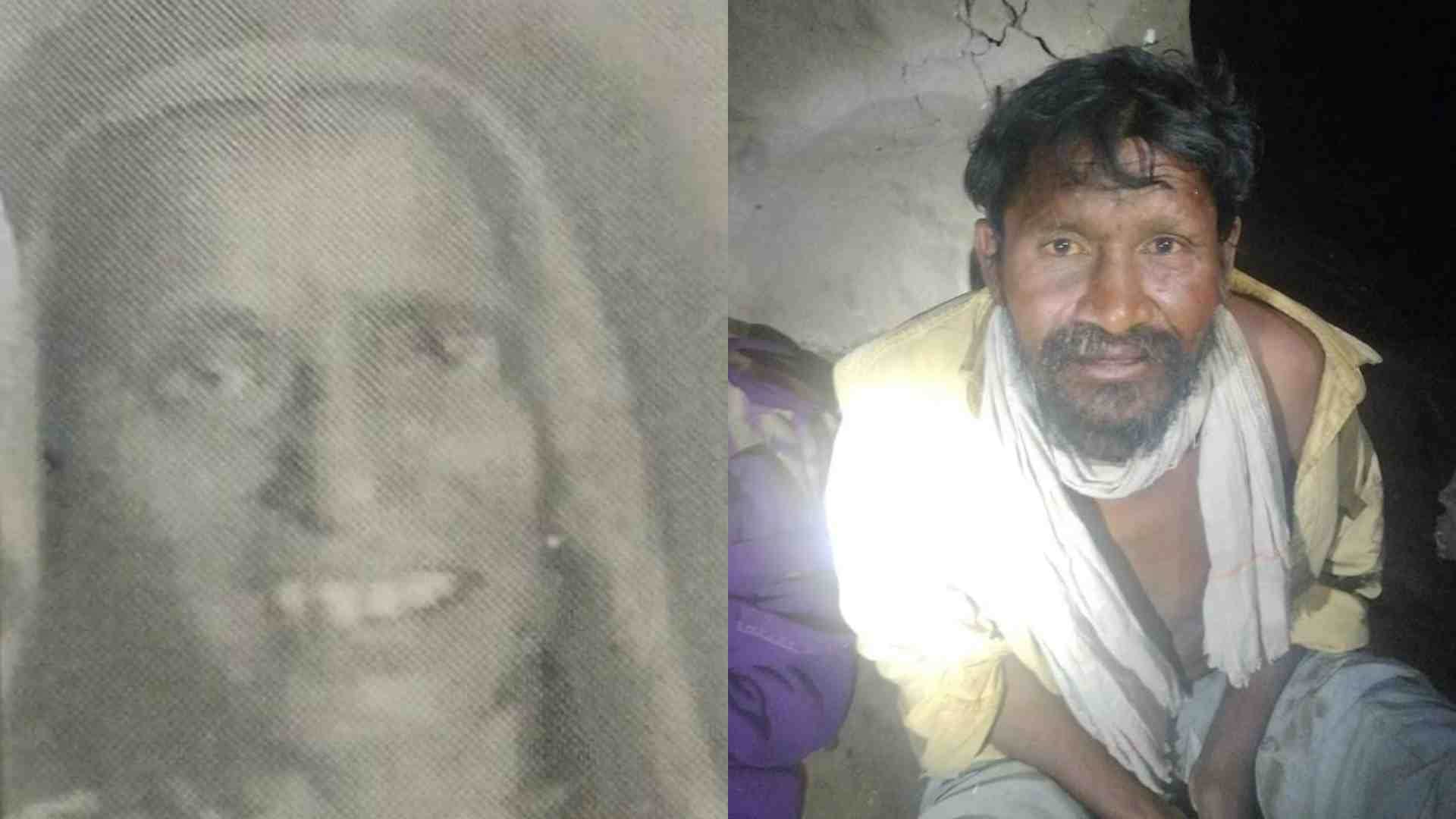 दिव्यांग मां का फाइल फोटो और पुलिस की गिरफ्त में आरोपी बेटा