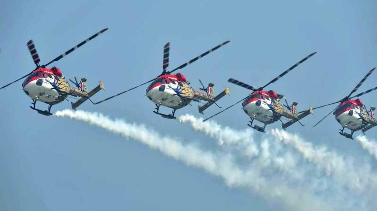 IAF's Sarang helicopter display team working hard for aerobatics display at Singapore Airshow 2024