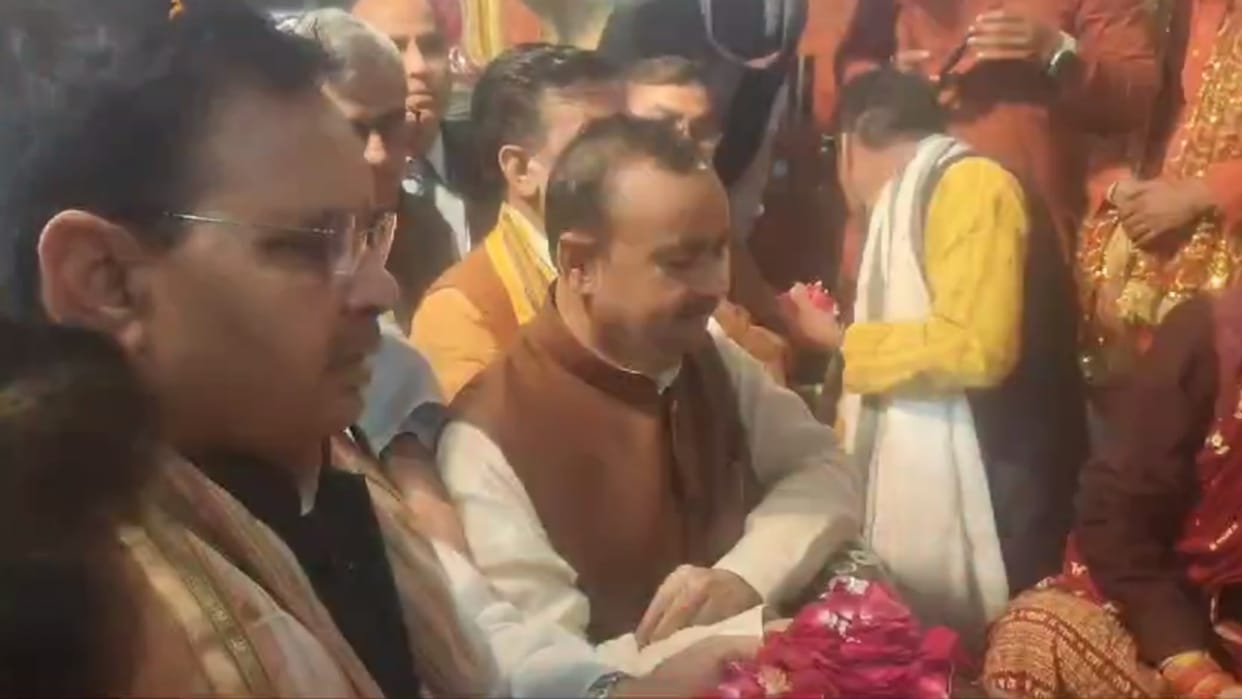 Rajasthan chief minister and BJP leaders meeting in Sitapur.