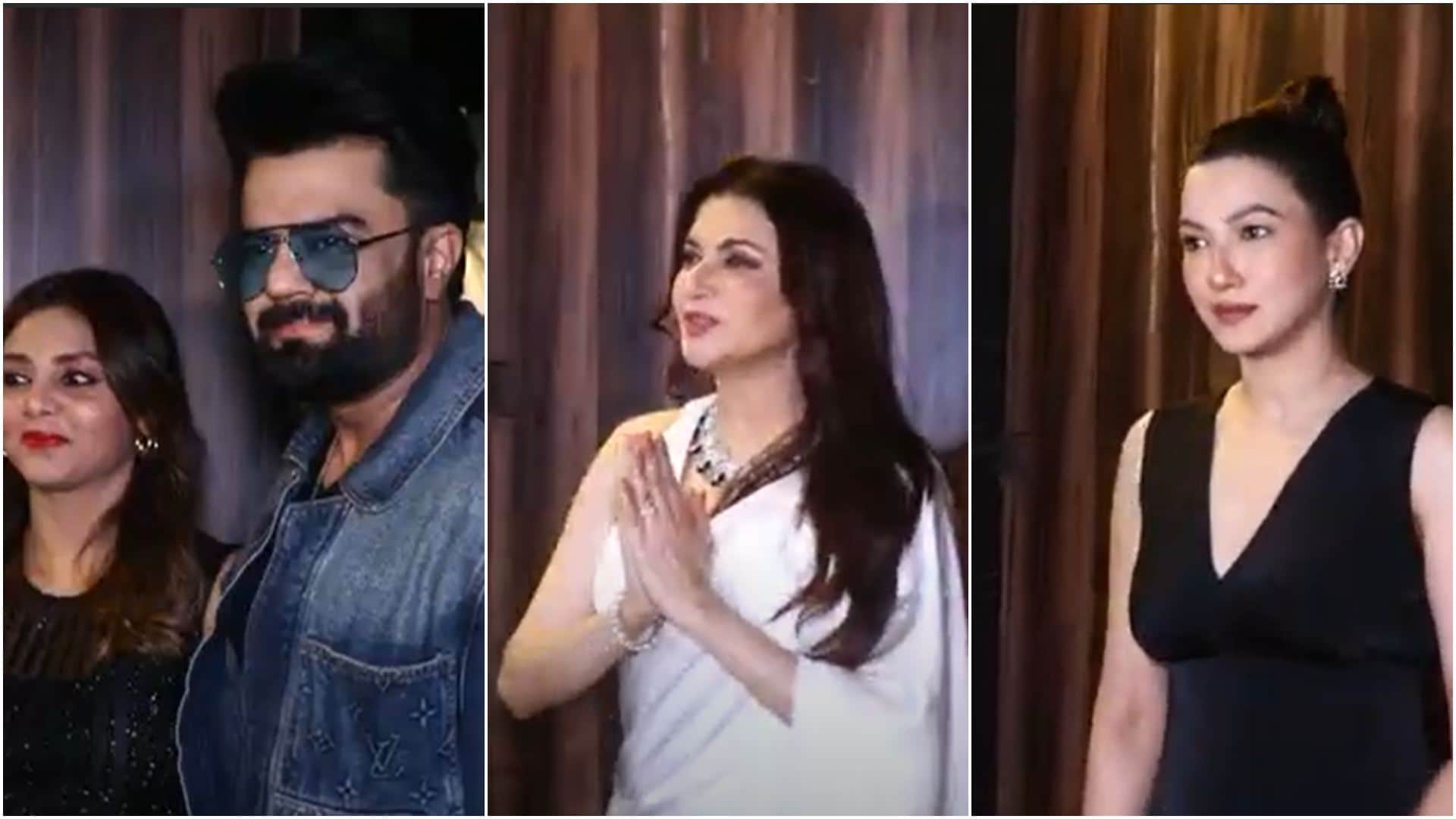 Gauahar Khan Madhuri Dixit Anupam Kher Boney chunkey pandey And many celebs attends bhagyashree birthday party