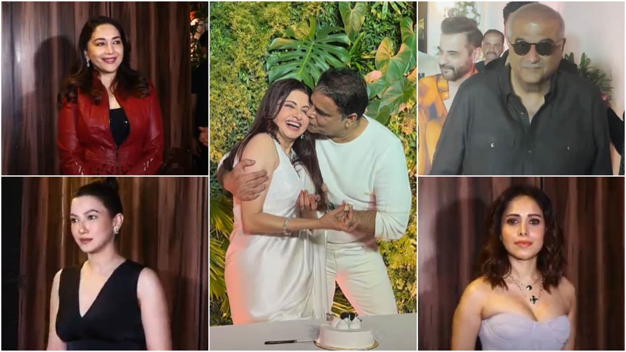 Gauahar Khan Madhuri Dixit Anupam Kher Boney chunkey pandey And many celebs attends bhagyashree birthday party