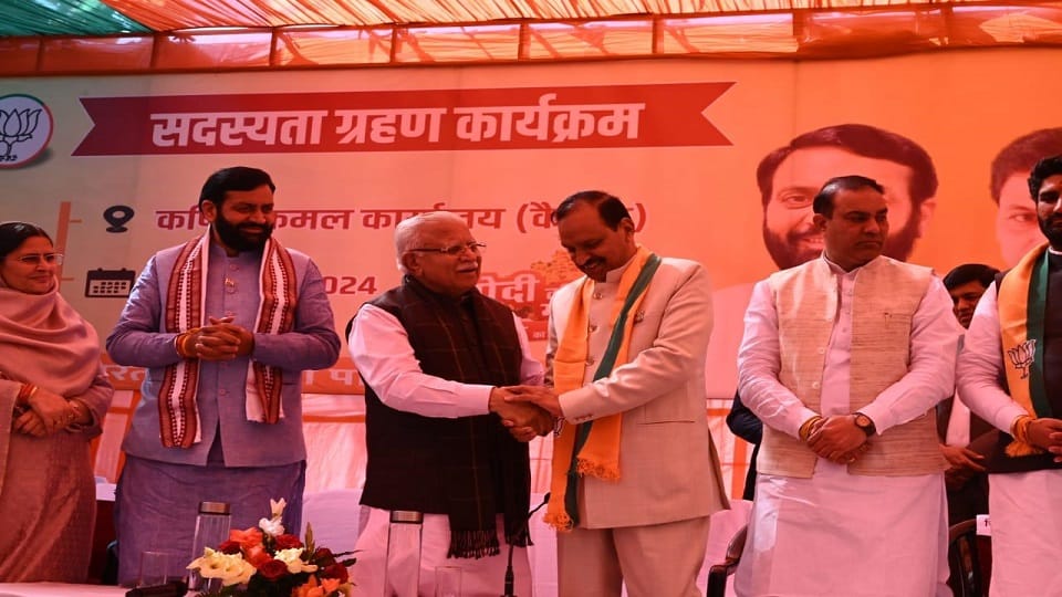 Former Haryana DGP Baljit Singh Sandhu joins BJP CM Manohar Lal gives membership