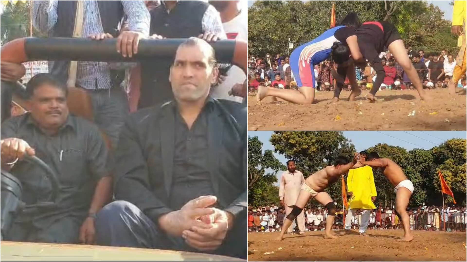 बैतूल में आयोजित हो रहे राष्ट्रीय स्तर के दंगल में पहलवान खली भी शामिल हुए हैं