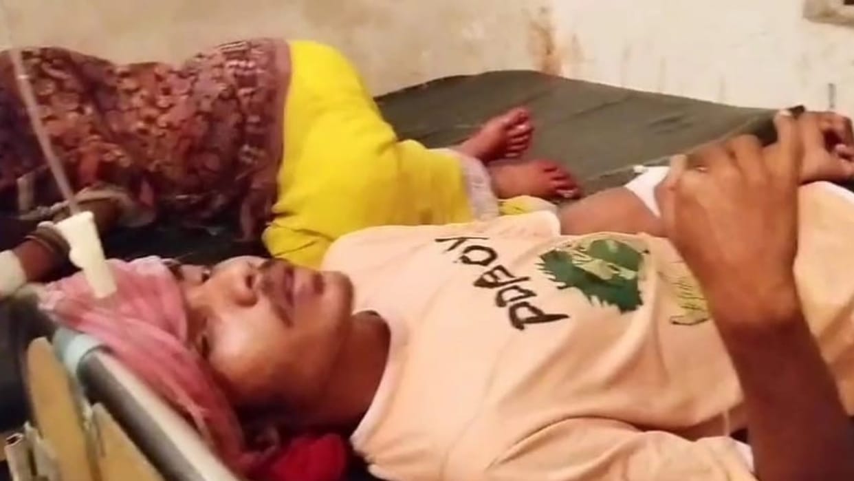 Policemen beat up the young man