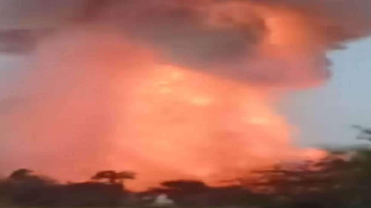 Kaushambi Blast: Live video of explosion in firecracker factory surfaced, scene looks like a volcano.