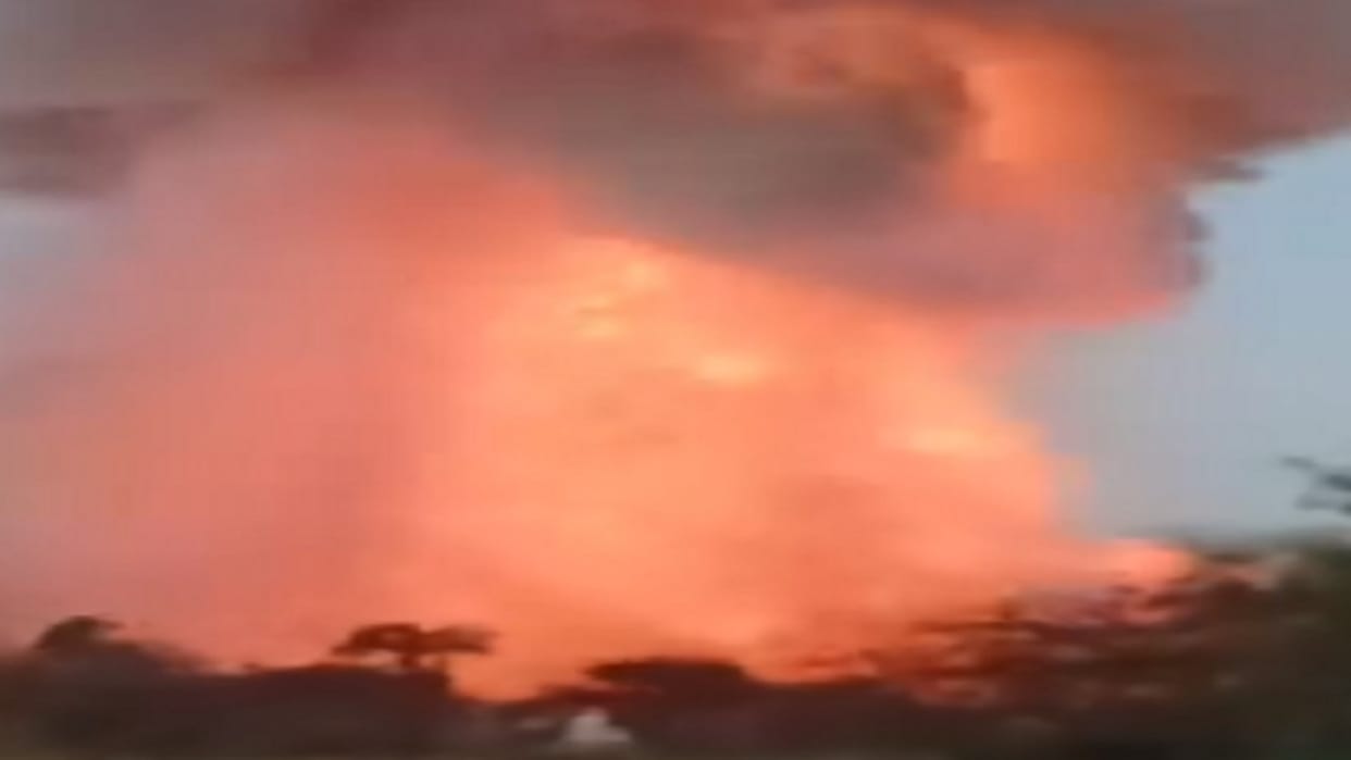 Kaushambi Blast: Live video of explosion in firecracker factory surfaced, scene looks like a volcano.