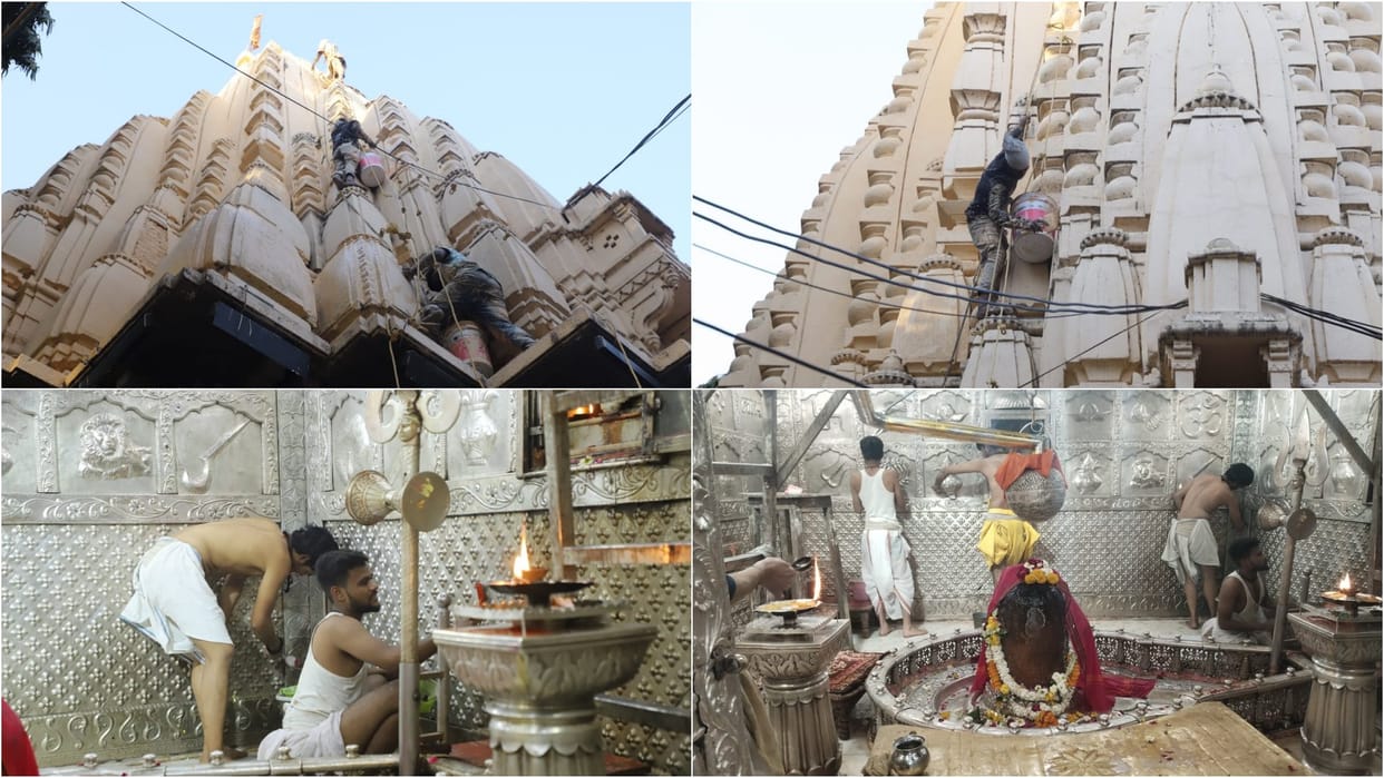 Mahashivratri 2024: Painting on peaks of Mahakaleshwar temple and cleaning in sanctum sanctorum