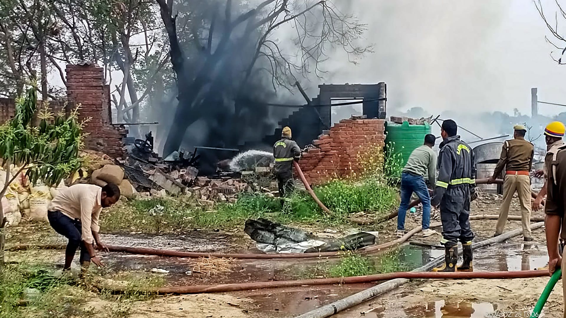 Kaushambi firecracker factory Explosion Photos Dead bodies found scattered up to 200 meters