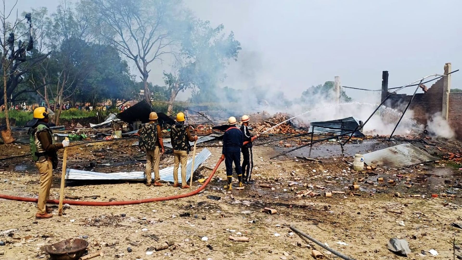 Kaushambi firecracker factory Explosion Photos Dead bodies found scattered up to 200 meters
