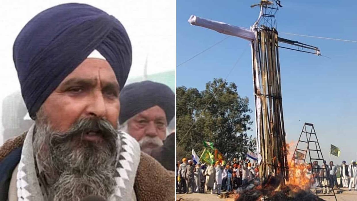 Farmers burn effigy of WTO at Khanauri and Shambhu border