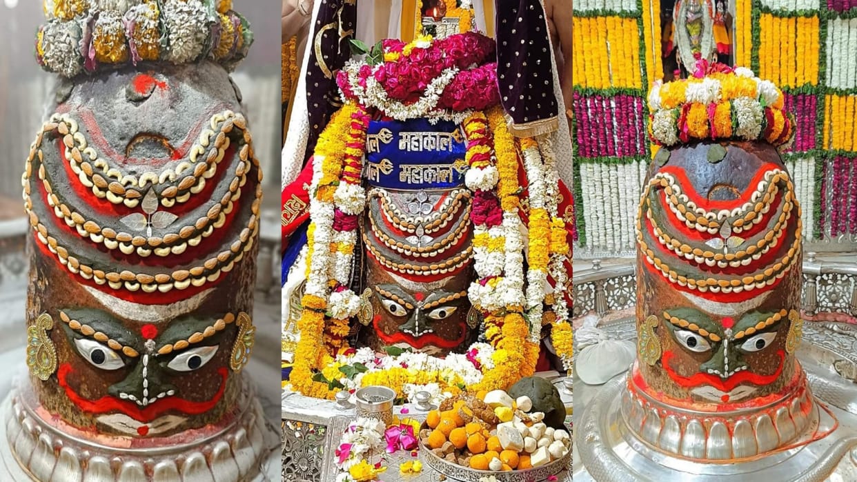 Baba Mahakal Unique Bhasma Aarti today made Tripund from Bhang decorated with dry fruits