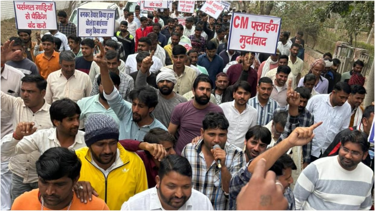 Narnaul: Transport union demonstrated with demands