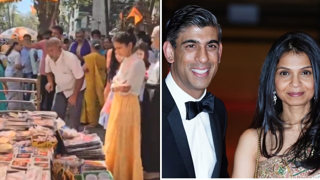 uk pm rishi sunak wife first lady akshata murthy buy books on street in bengaluru with parents narayanamurthy