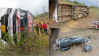Second consecutive road accident in Sidhi, bus full of wedding procession went out of control and overturned