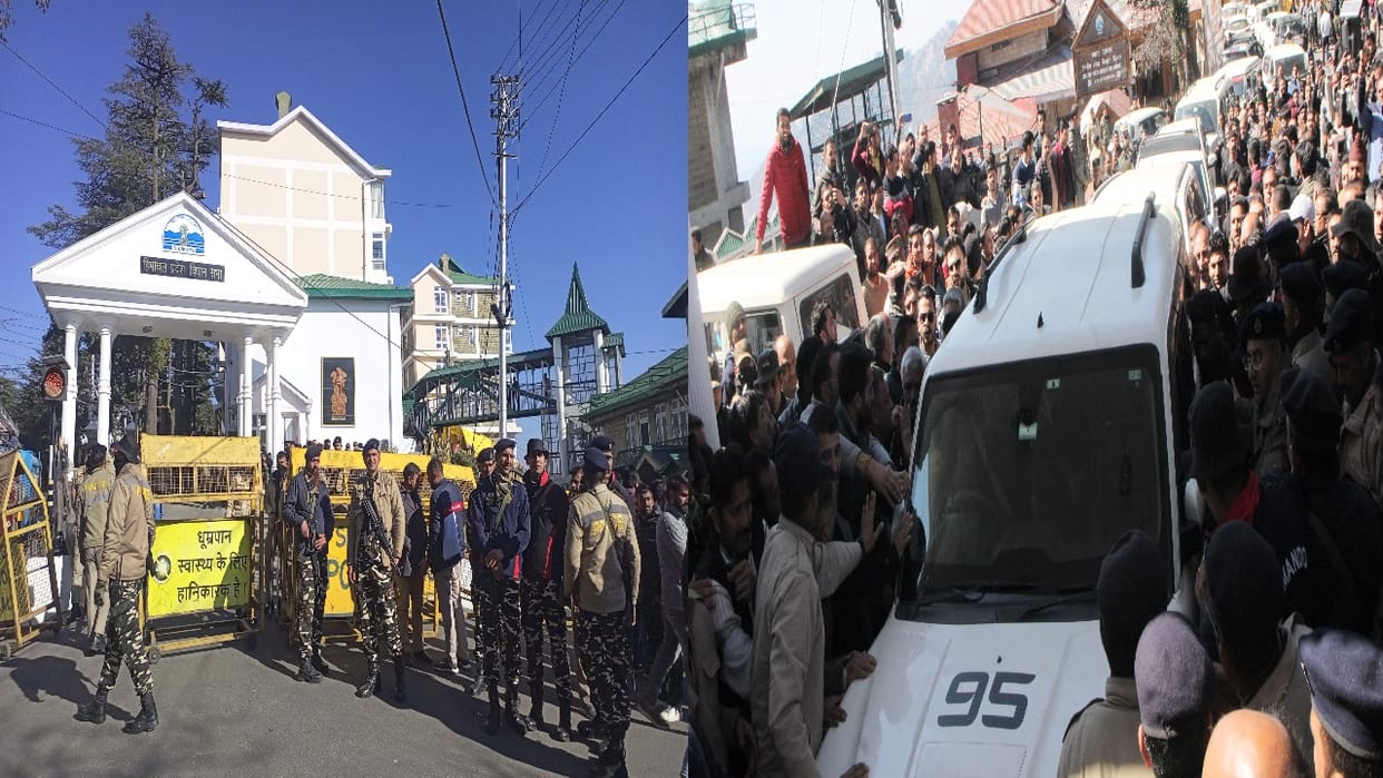 himachal assembly complex became Police cantonment, Congress and BJP supporters clashed, barricades broke