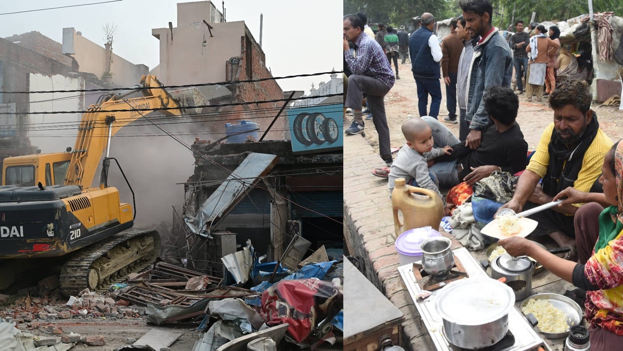 Demolition of illigal construction in Akbarnagar in Lucknow.