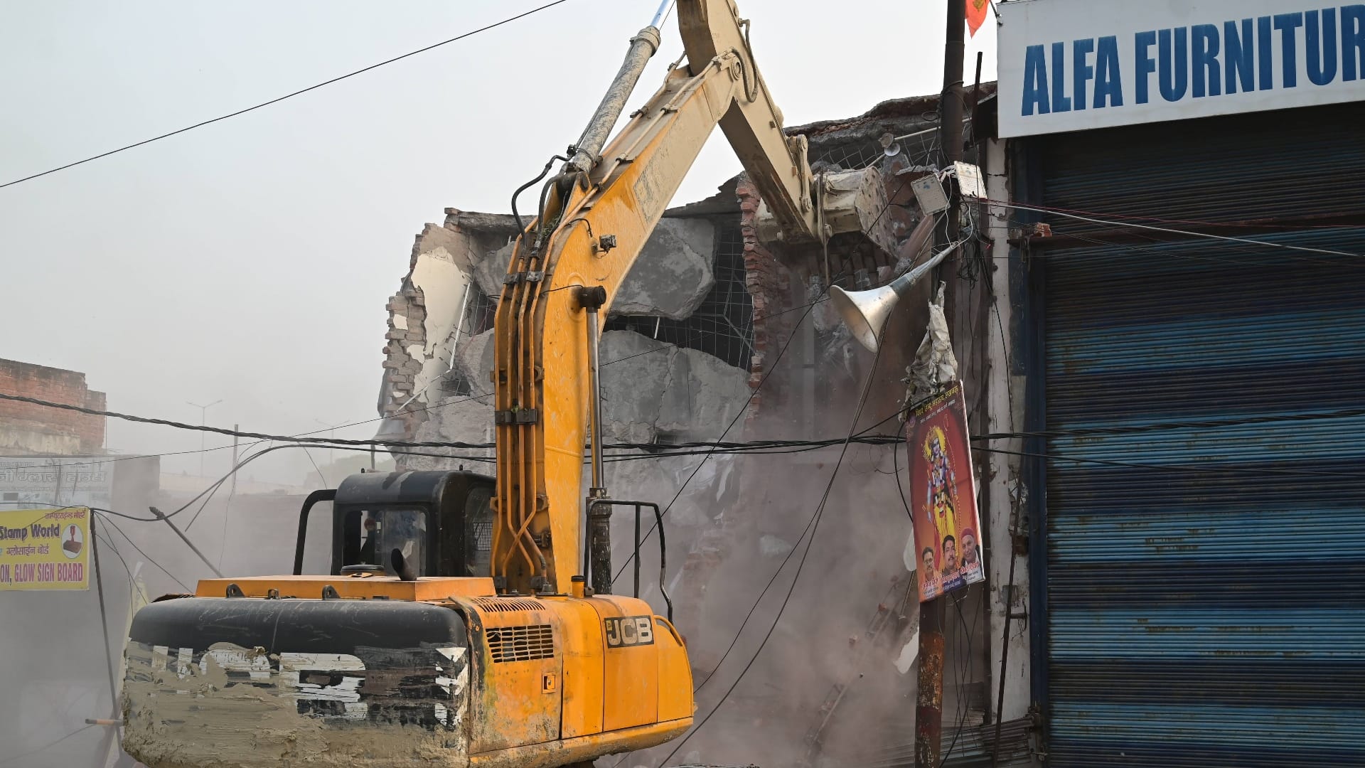 Demolition of illigal construction in Akbarnagar in Lucknow.
