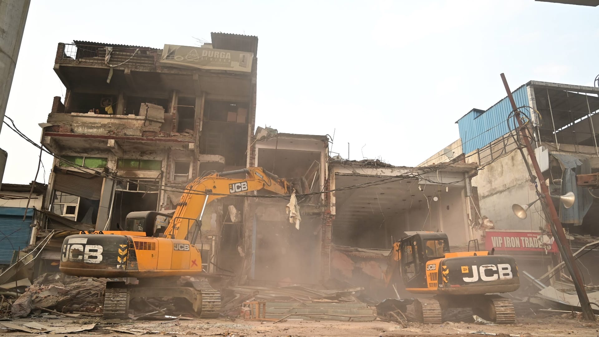 Demolition of illigal construction in Akbarnagar in Lucknow.