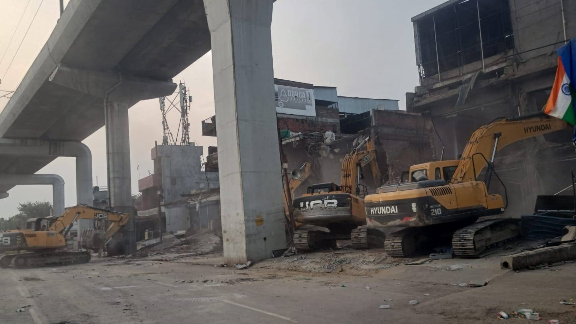 Demolition of illigal construction in Akbarnagar in Lucknow.