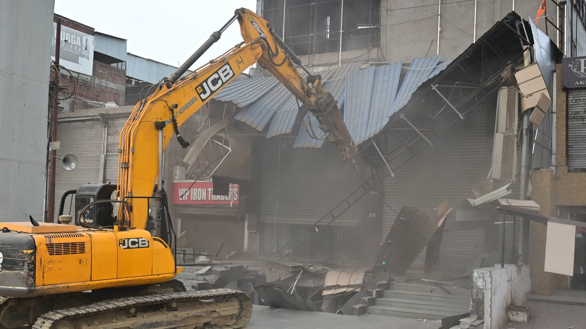 Demolition of illigal construction in Akbarnagar in Lucknow.