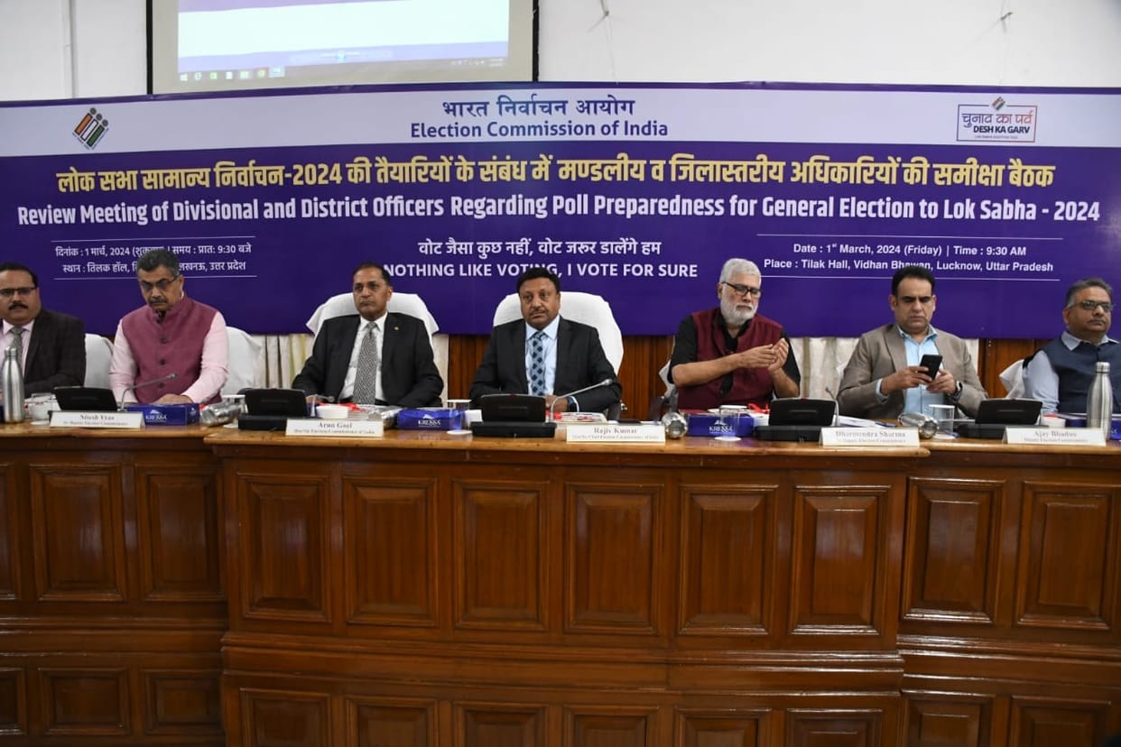 CEC of Election Commission of India Rajeev Kumar addresses media in Lucknow.