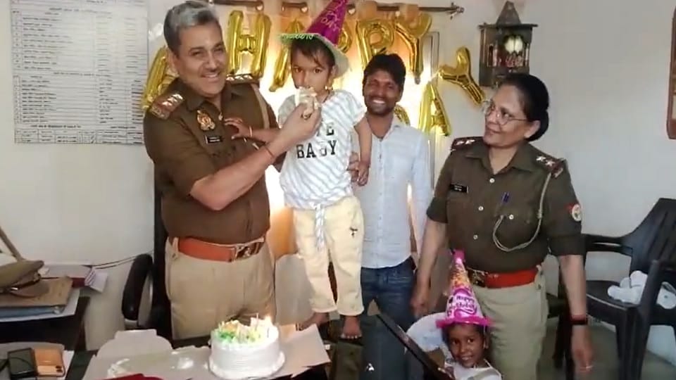 Noida Police saved the life of a girl who fell into the drain a day before her birthday.