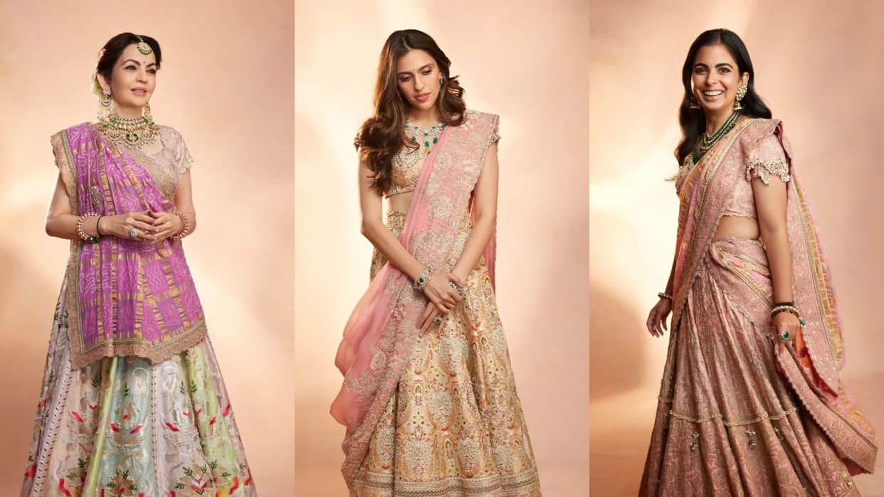 Anant Radhika Wedding royal look of nita ambani Isha Ambani Shloka Ambani