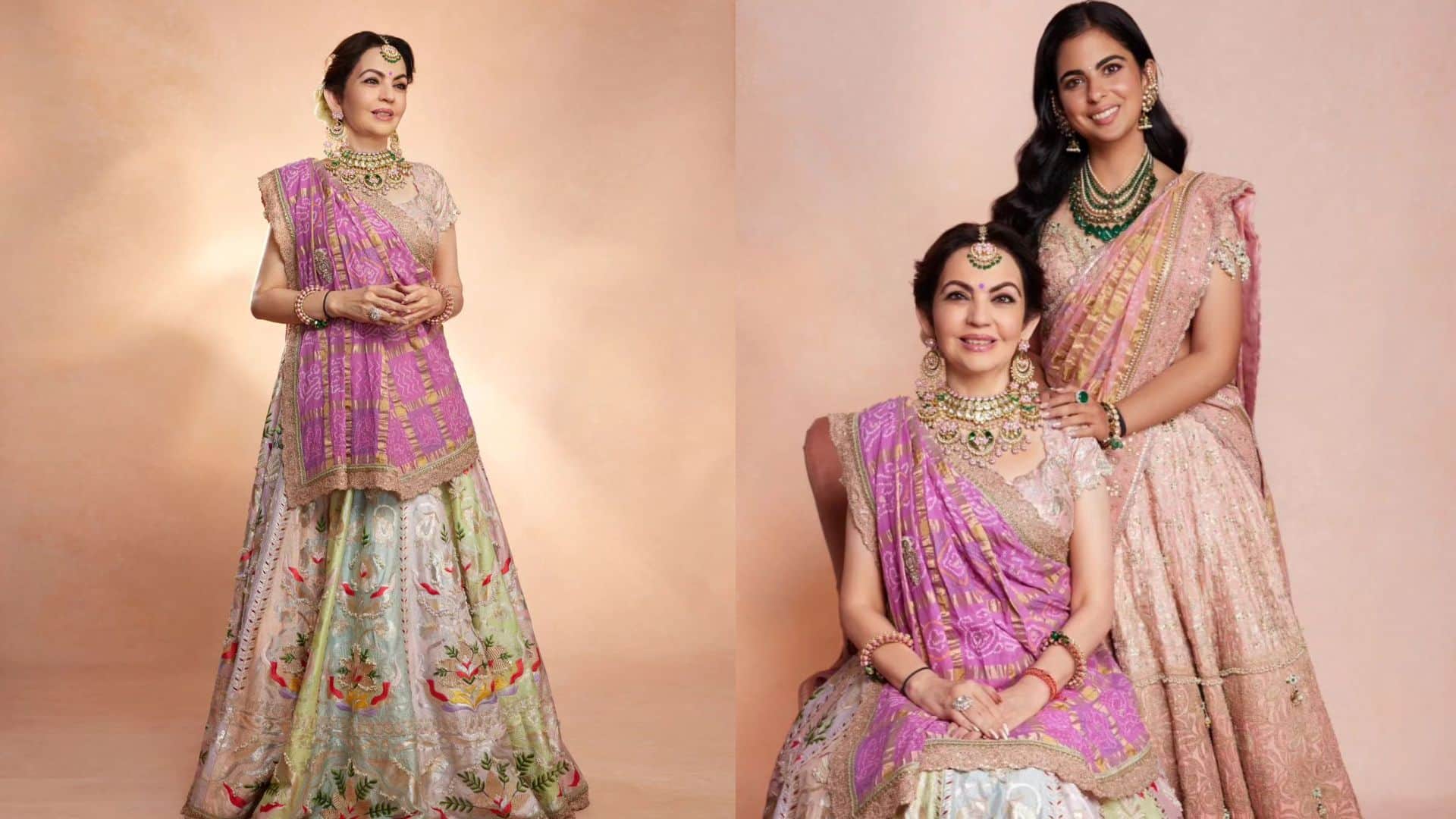 Anant Radhika Wedding royal look of nita ambani Isha Ambani Shloka Ambani