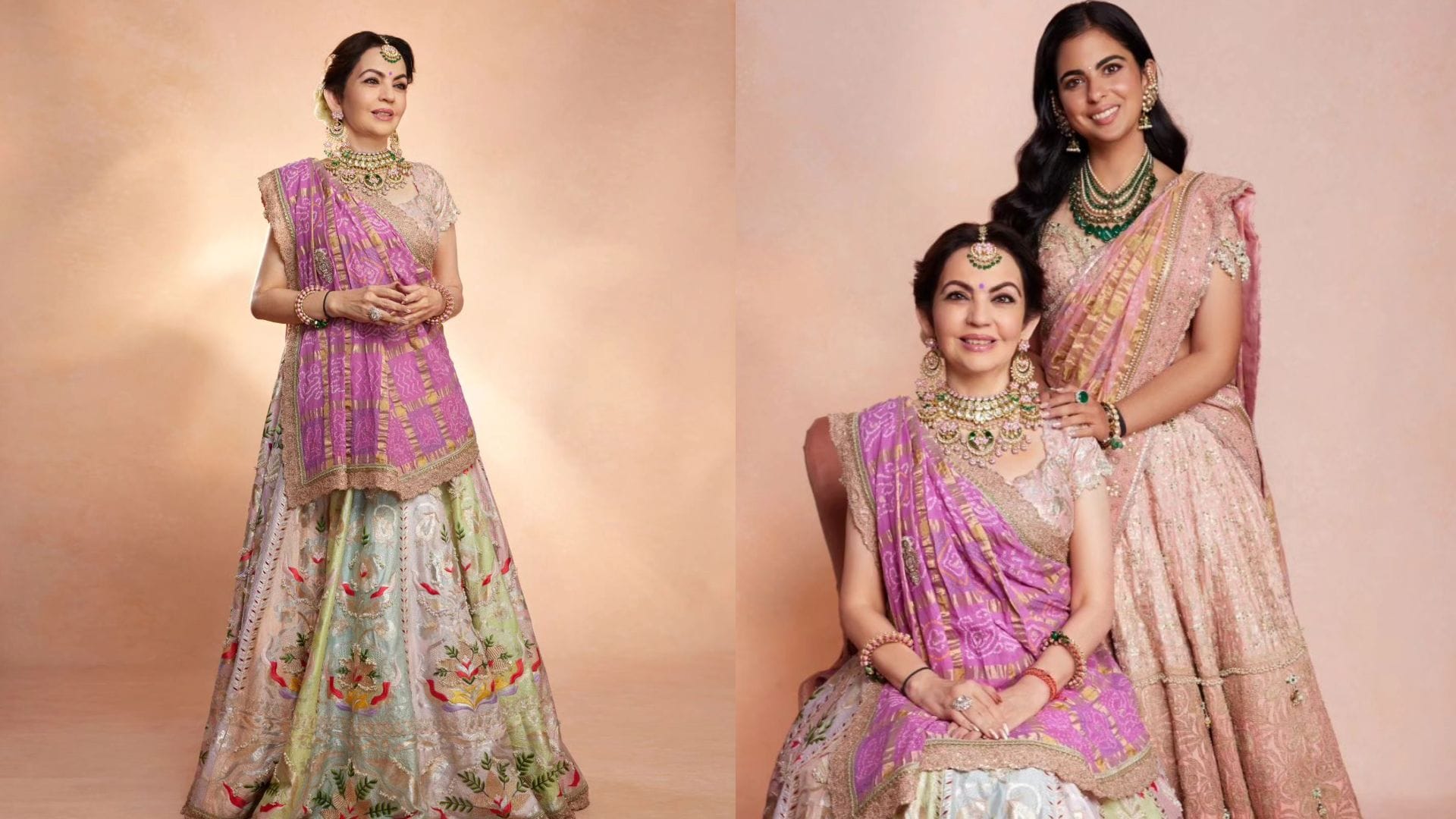 Anant Radhika Wedding royal look of nita ambani Isha Ambani Shloka Ambani