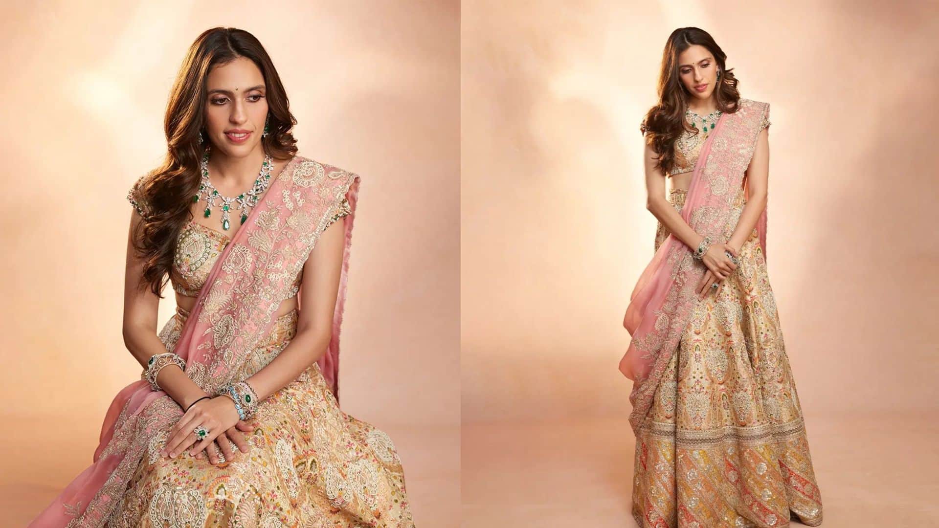 Anant Radhika Wedding royal look of nita ambani Isha Ambani Shloka Ambani