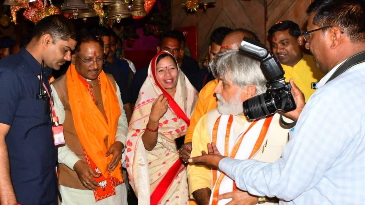 Chhattisgarh Chief Minister Vishnu Deo Sai worship at Jwalamukhi temple in Shaktinagar