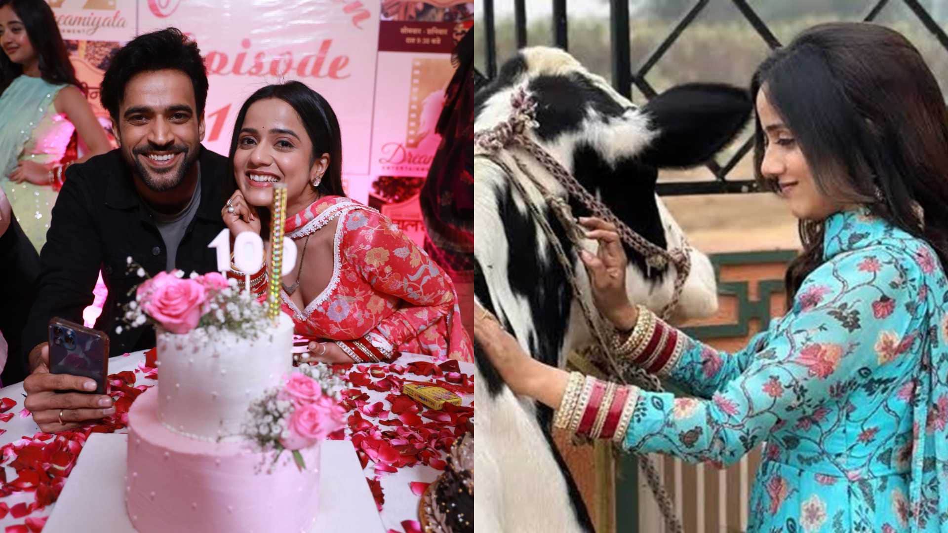 Dalchini 100 Episode Ravi Dubey and Sargun Mehta celebrated with the team express gratitude