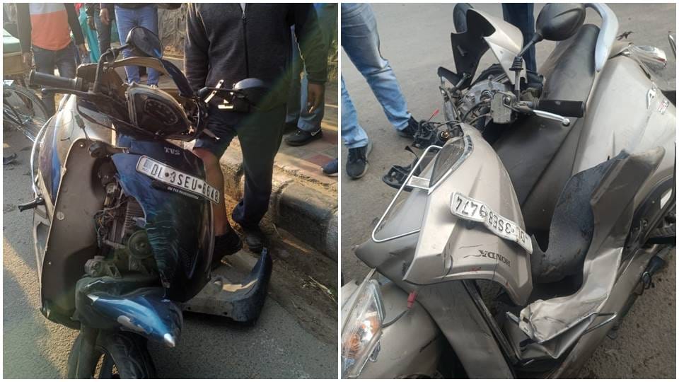 Delhi Accident Out of control truck hits many vehicles