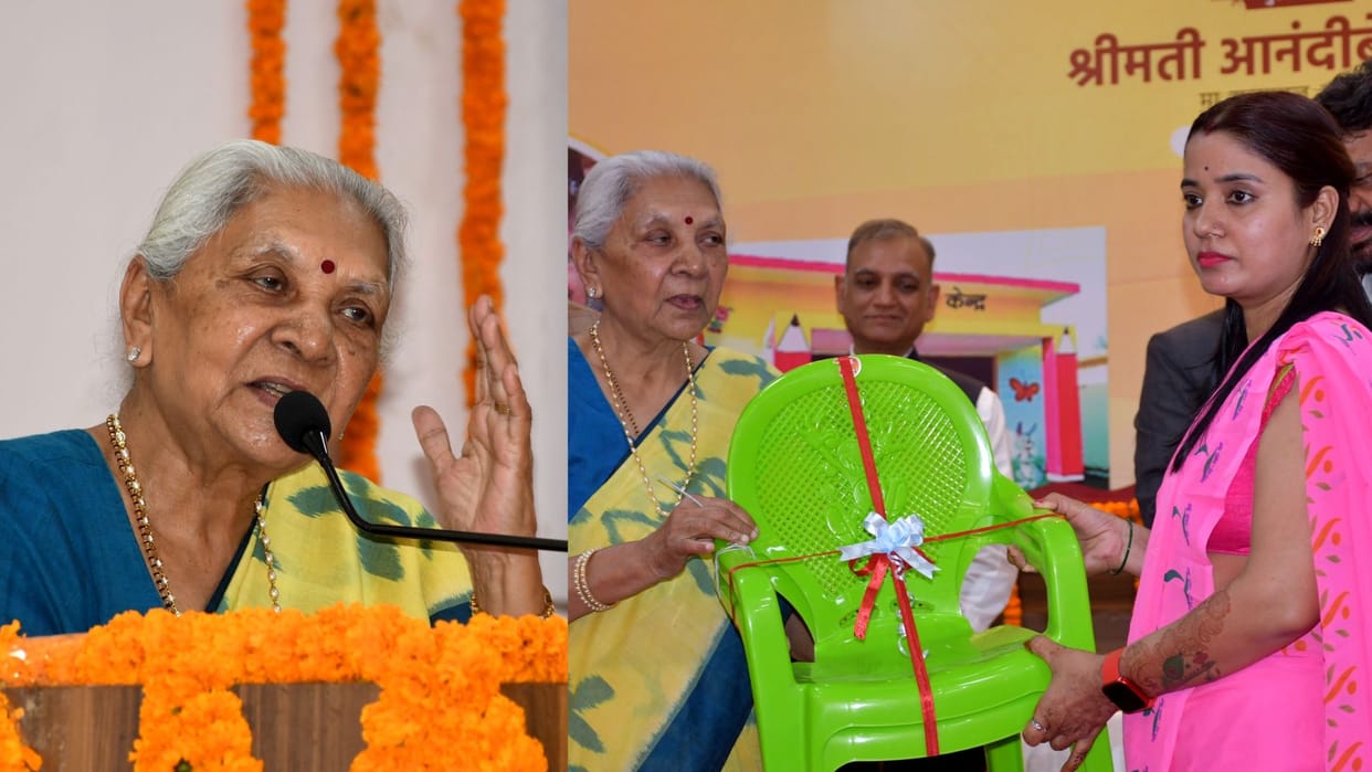 Governor Anandi Ben Patel gave kits to Anganwadi centers during visit to Varanasi