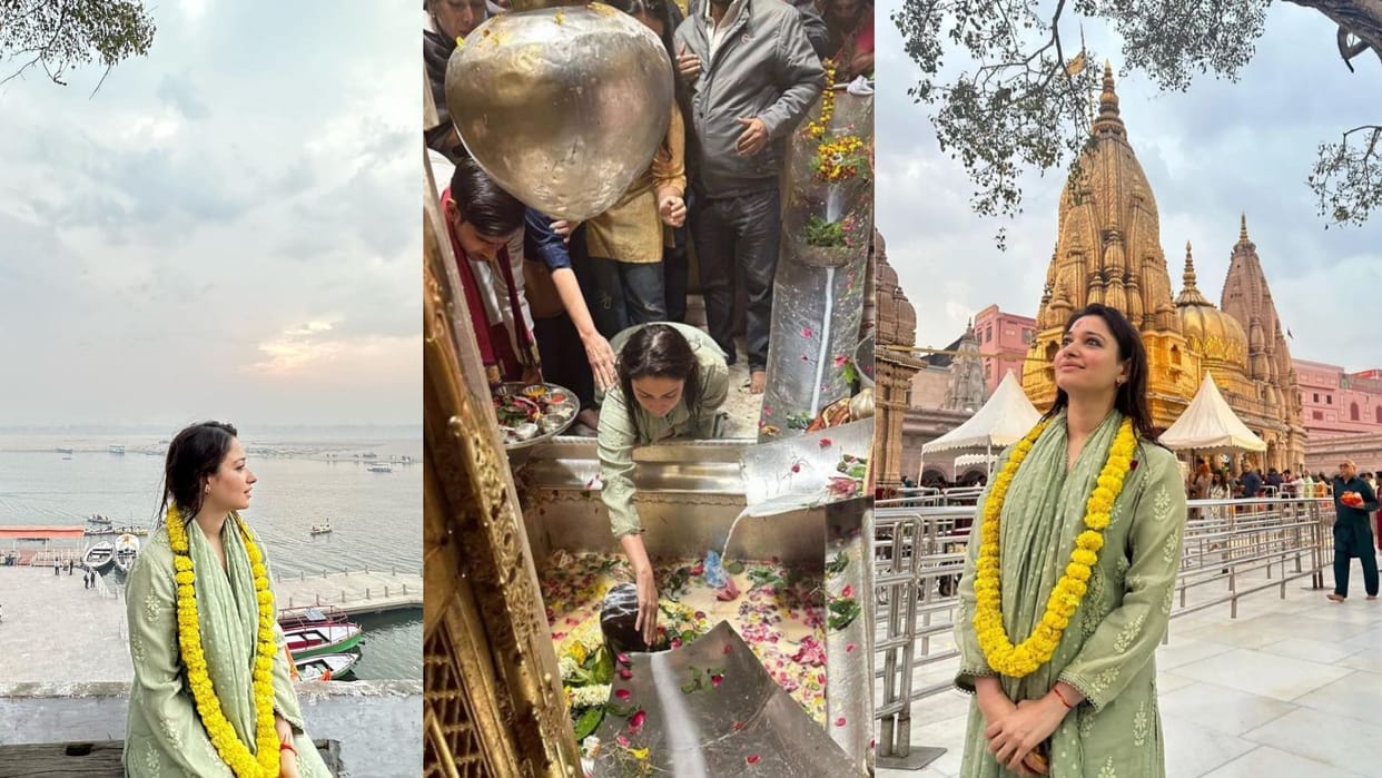 Tamannaah Bhatia in Varanasi: Darshan Kashi Vishwanath Temple Offers Prayers See Photos