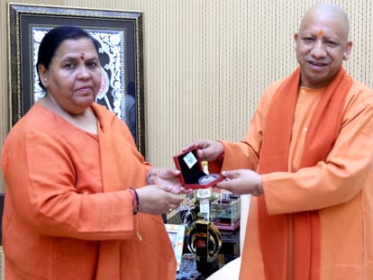 Former CM of Madhya Pradesh Uma Bharti meets to CM Yogi Adityanath.