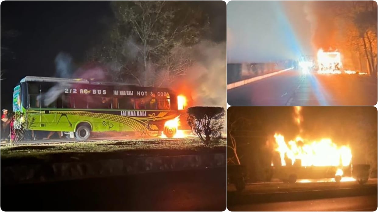 Muzaffarpur News: bus going to Patna for Grand Alliance rally caught fire; All 54 passengers absolutely safe