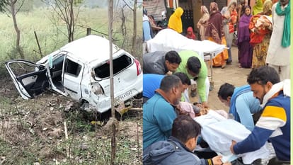 Chitrakoot: हाईवे पर मवेशी से टकराकर पलटी कार, रिटायर्ड मेजर की पत्नी समेत मौत, दो नाती व दामाद घायल Chitrakoot: Car overturned on the highway, retired major along with his wife died