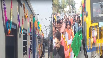 Union Minister Anurag Thakur flagged off the train from Una railway station to Haridwar.