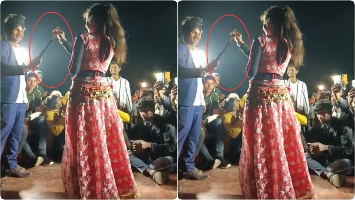 Bihar News: At a wedding in Motihari, a young man was seen giving notes to a dancer with barrel of pistol