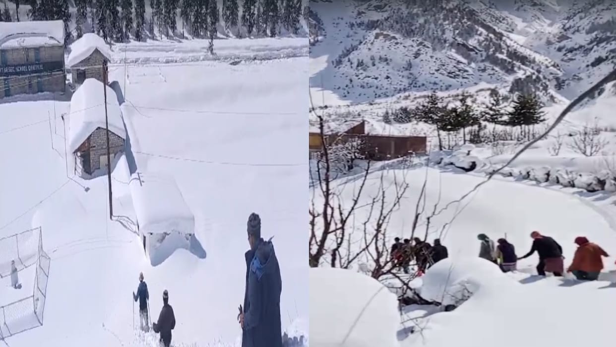 Difficulties continue due to snowfall: People made a path in Rape village and Chitkul amidst several feet of s