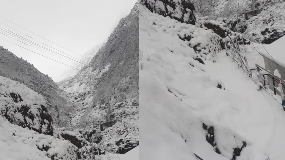 Uttarakhand Weather Heavy Snow in Kedarnath icebergs scattered at many places photos