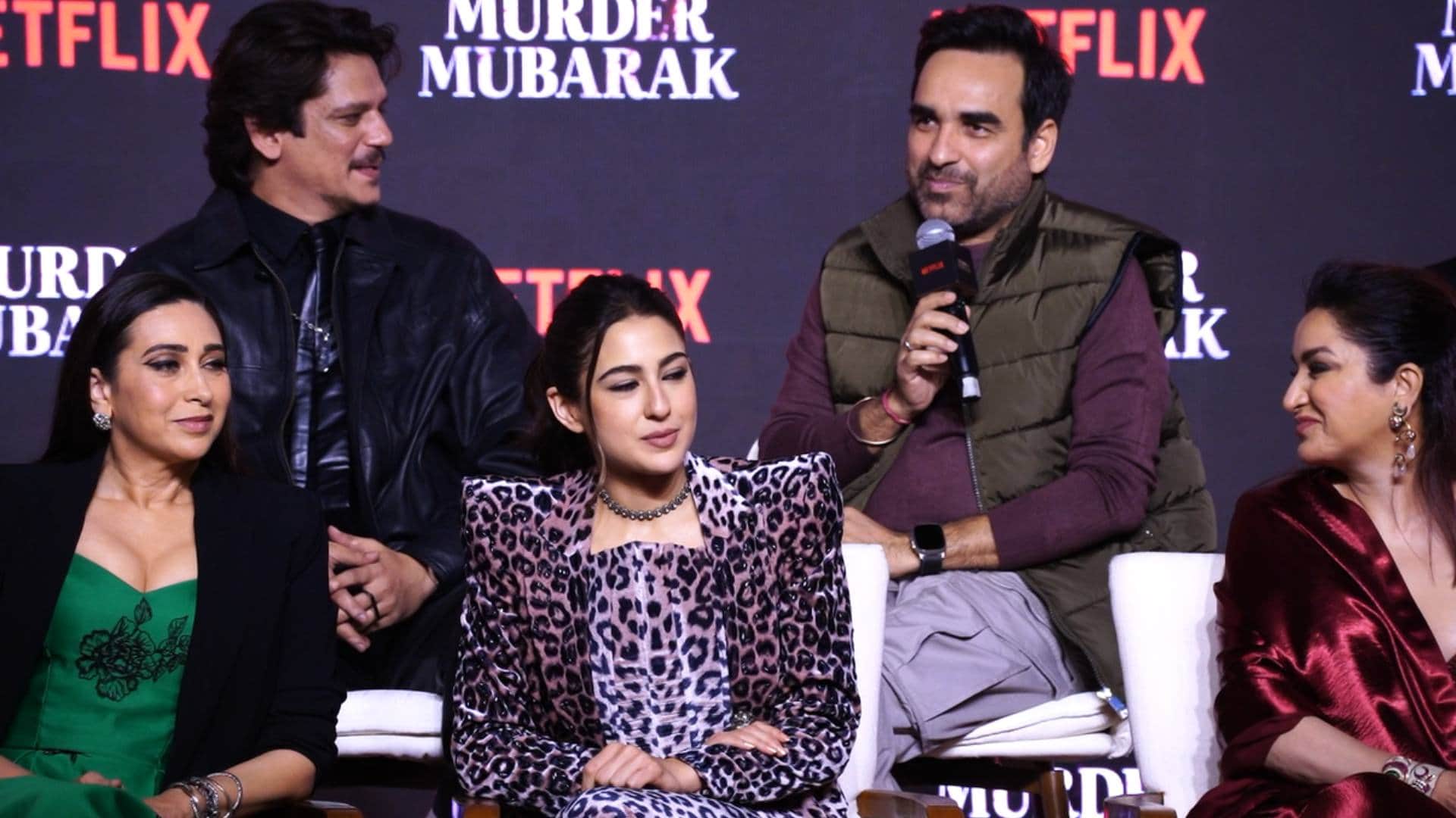 murder mubarak trailer launch event actor pankaj tripathi sara ali khan vijay varma karisma kapoor spotted