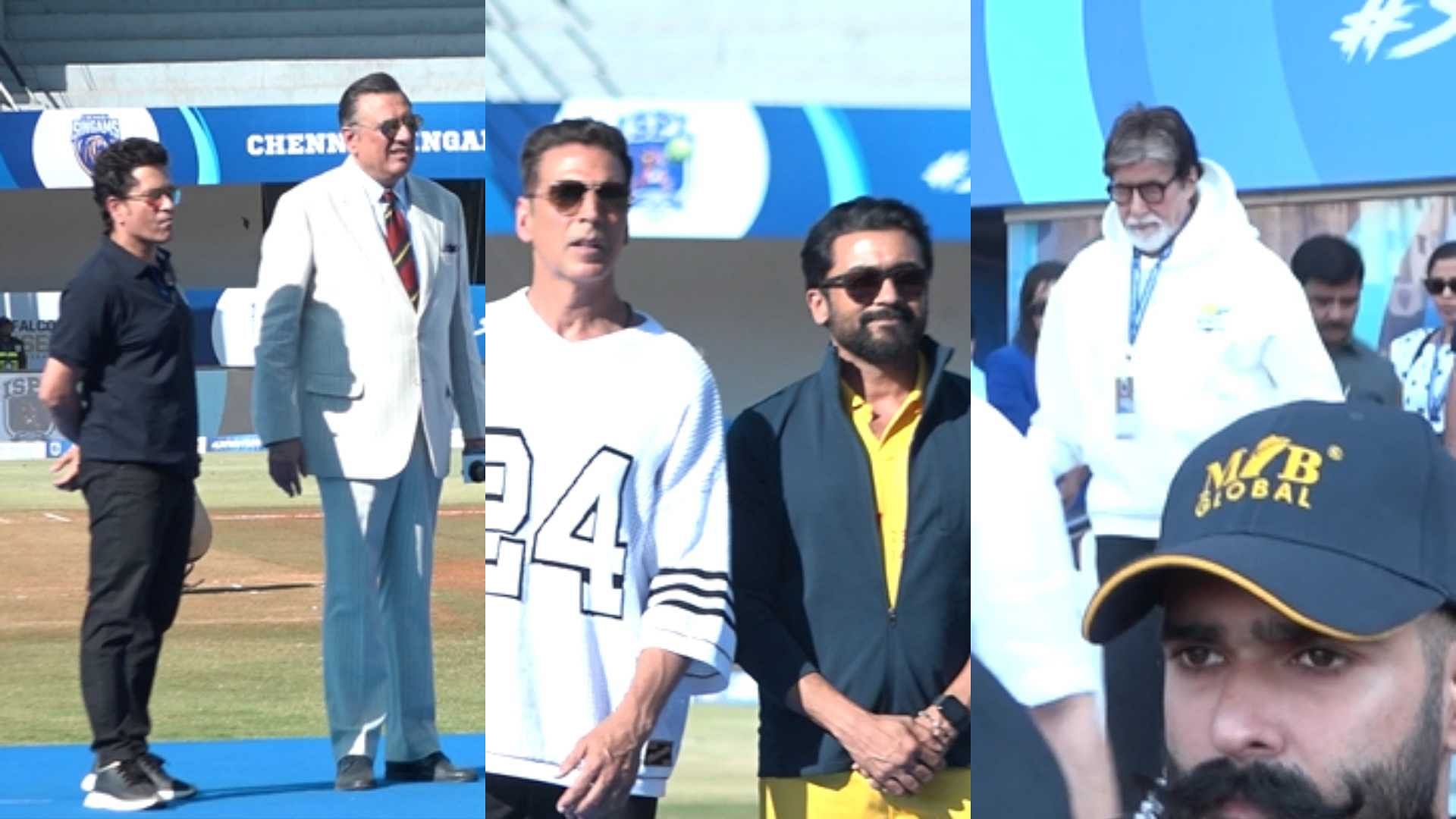 Akshay Kumar Big B Abhishek Bachchan Munawar Faruqui Elvish Yadav And Many More At Ispl T10 Cricket Match - Entertainment News: Amar Ujala - Ispl T10: आईएसपीएल टी 10 में जुटी मनोरंजन और