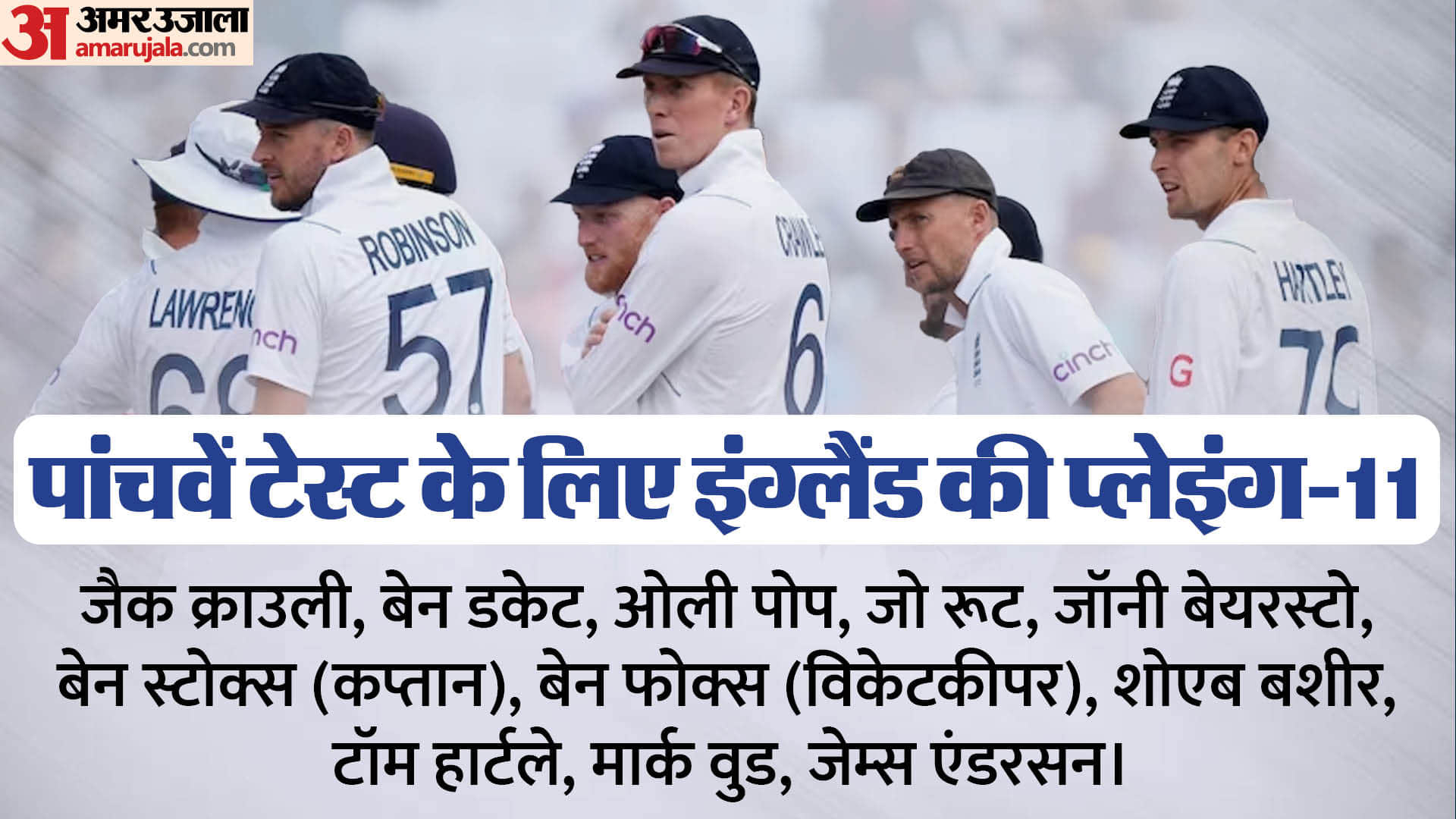 IND vs ENG 5th Test: England named their playing 11 for final test against India, Mark Wood returns