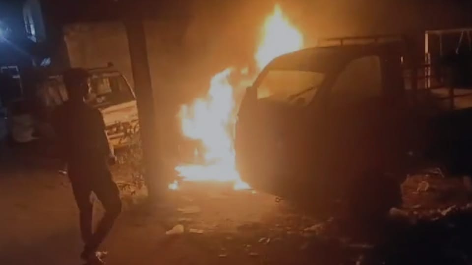 Vehicles were set on fire by mischievous elements