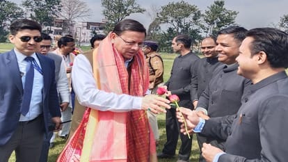 Grand welcome for CM Pushkar Singh Dhami in Rudrapur